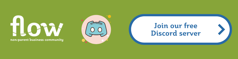 A green tile with the Flow logo on the left and a button on the right which says Join our free Discord server