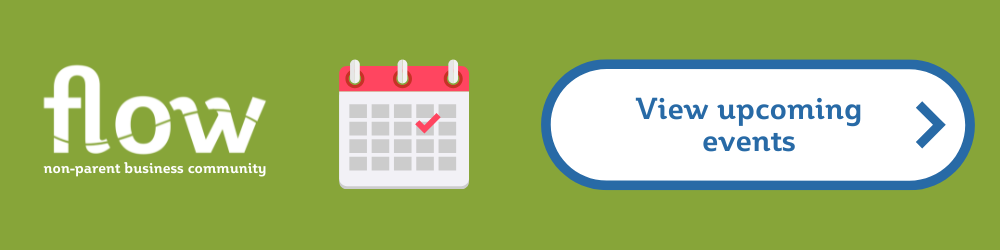 A green tile with the Flow logo on the left and a button on the right which says View upcoming events